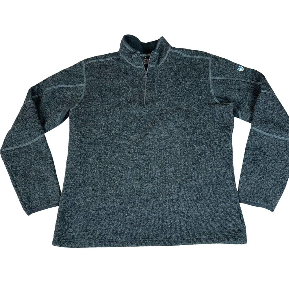 Kuhl Sweater Mens XL Dark Gray Thermokore Wool Blend Quarter Zip Pullover